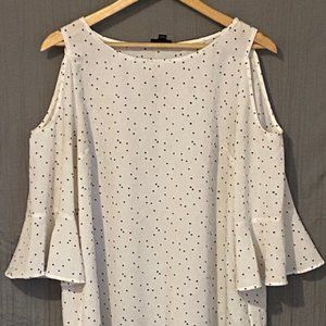 Large polka dot black and ivory blouse